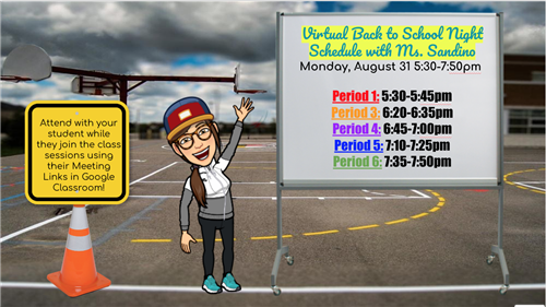 Virtual Back to School Night Schedule 